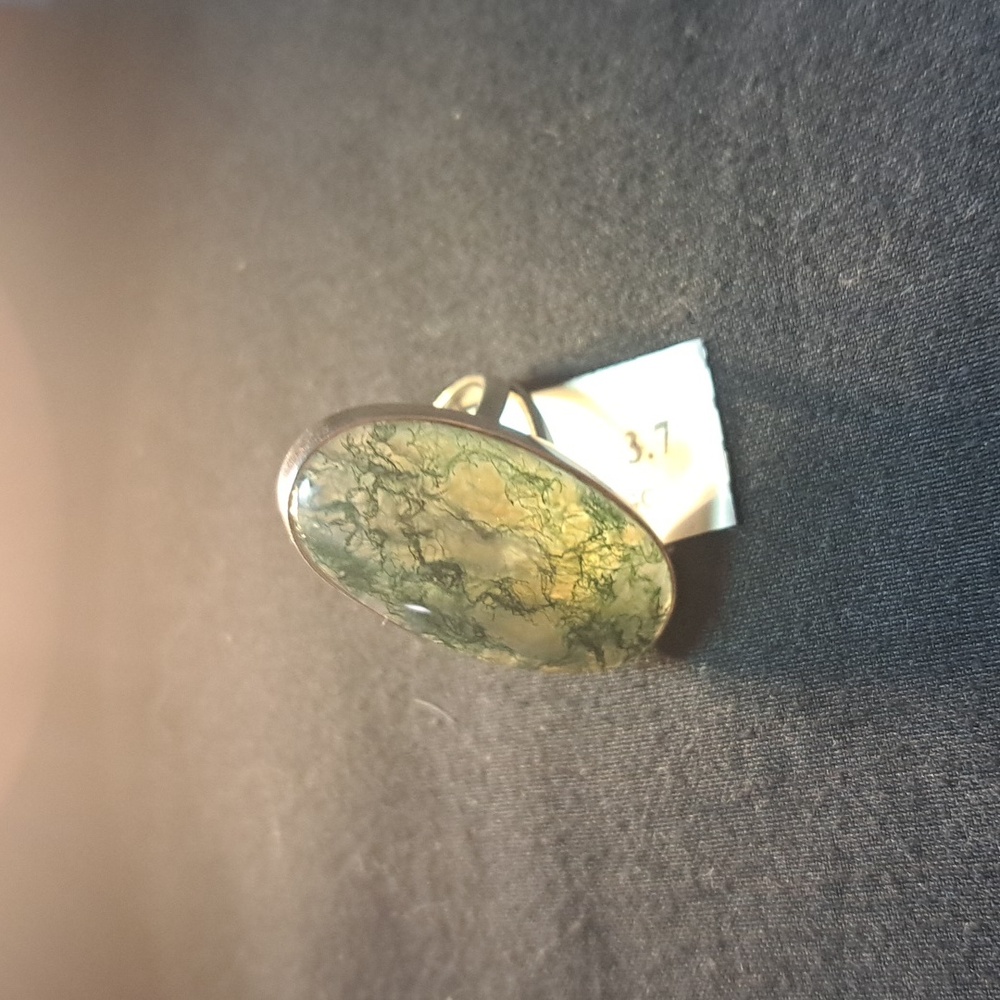Elegant Silver & Moss Agate  Women's Ring - Picture 3 of 3